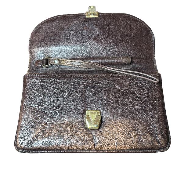 Vintage Jacob Leather Goods Bronze Brown Wristlet Clutch - Picture 3 of 14
